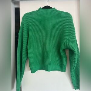 Cropped Green Turtleneck Sweater